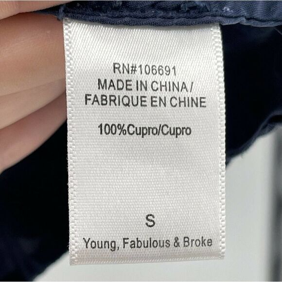 Young Fabulous & Broke Blouse Blue Silky Balloon Sleeve V Neck Womens Size S Top - Picture 8 of 9